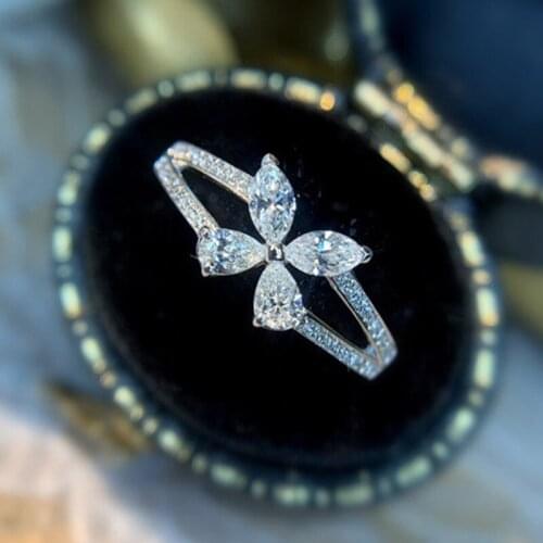 Cute Butterfly Silver Ring with Bling Zircon Stone for Women Wedding Engagement Fashion Jewelry 2021 Trend