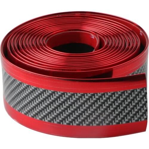 1M Car Styling Carbon Fiber Mouldings Strip Bumper Protection Trim Red