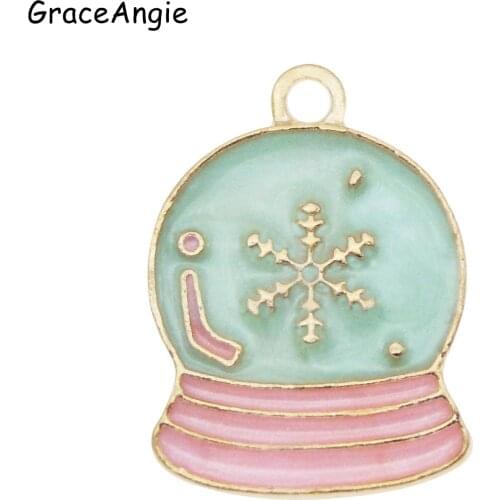 10pcs/lot Alloy Enamel Enamel Snow Globe Christmas Pendant Enamel Jewelry Beads Pendants 22mm Charm Craft DIY Jewelry Findings