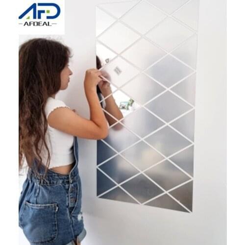 3D DIY Mirror Wall Stickers Diamonds Triangles Acrylic Mirror Wall Stickers for Bedroom Living Room Decor adesivo de parede