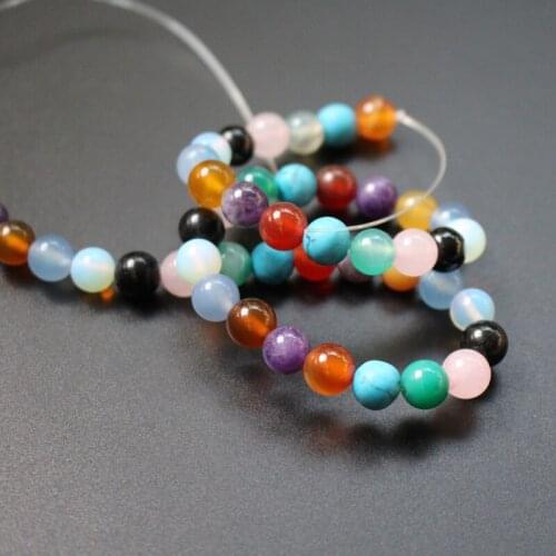 48Pcs/Lot 8mm Natural Stone Beads Mix stones beads agat Round fashion beads for jewelry making