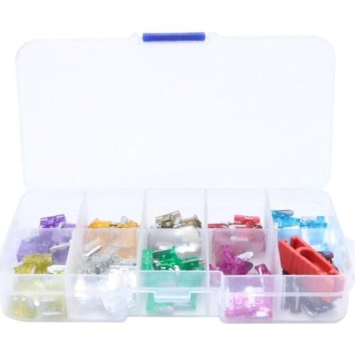 50pcs Small Car Fuse 2A 3A 5A 7.5A 10A 15A 20A 25A 30A 35A Amp with Box Clip Assortment Auto Blade Fuses Set Vehicle Boat Truck
