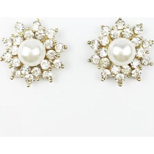 50pcs Snowflake Pearl Crystal Rhinestone Jewelry Applique strass Flatback Dress Ornament Wedding Brides Hairpin Hair Clip Decor