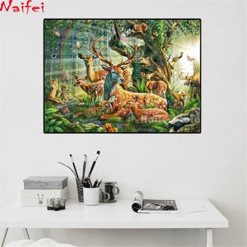 5D Diamond Painting Full Square/Round Deer Wildlife Woodland Forest Jungle Tree Art diy Diamond Embroidery cross stitch Mosaic