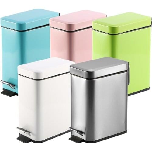 5L Stainless Steel Trash Can Compost Garbage Bin Rubbish Waste Container Bathroom Kitchen Living Room Decoration Organizer