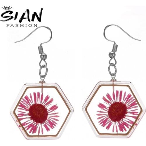 SIAN Eternal Flower Series Earrings Transparent Glass Geometry Desing Shape Fashion Womens Elegant Jewelry Pendant Gift Trinket