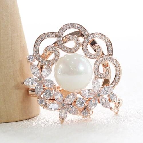 Restore ancient ways pearl brooch contracted temperament set stone hollow out decorative pattern atmosphere scarf buckle dual