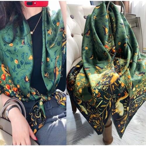 BYSIFA| New Green Natural Silk Scarf Shawl Bandana Female Fashion Large Square Scarves Hijabs Fall Winter Brand Scarves Foulard