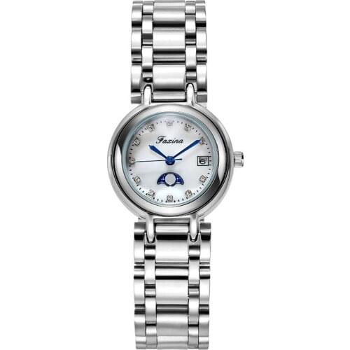 New Luxury Brand ladies Watch Women Solid Stainless Steel Watches Silver Gold Rhinestone Star and Moon Waterproof Wristwatches