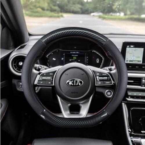 Car Steering Wheel Cover Anti-Slip for Kia Cerato Forte Sportage K5 K9 K2 K3 K4 KX3 KX5 KX7 Seltos Stinger 38cm Accessories