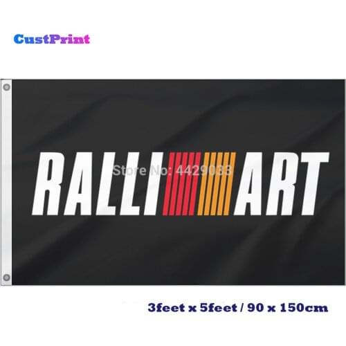 CustPrint 3x5 Feet Ralliart Black Flag for Mitsubishi Car Polyester Banner with 2 Grommets