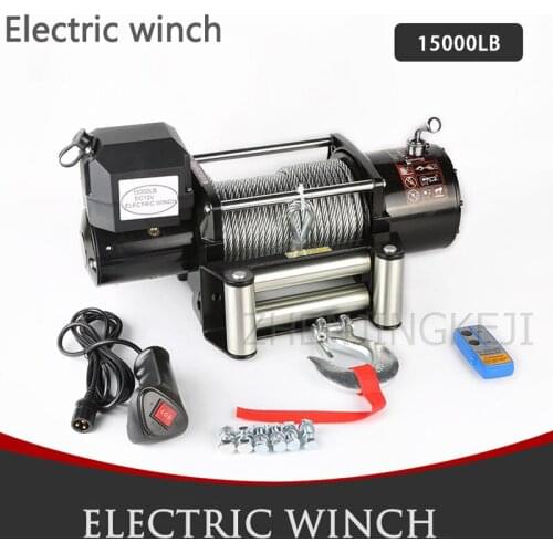 High Power Electric Winch 15000 LB Off-road Vehicle-mounted 4.8KW Vehicle Winch Crane Mud Marsh Anchor Rescue Beach Hauling Tool