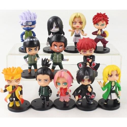 7-8cm 12pcs/Lot Anime Naruto Uzumaki Kakashi Sakura Itachi Gaara Shikamaru Sakura PVC Action Figure Model Toys Doll Gifts