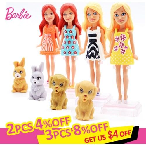Mini 10cm Barbie Doll with Pet Barbie Baby Toys with Clothes Accessories Dolls for Girls Furniture Toys for Children Brinquedos