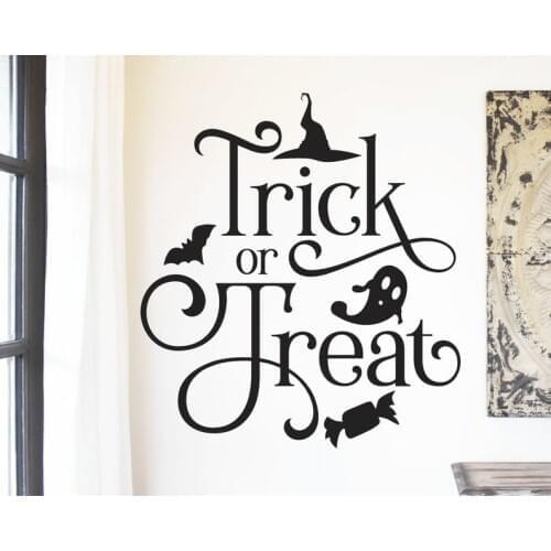 Cartoon Style Trick Or Treat Wall Stickers Self Adhesive Art Wallpaper For Babys Rooms Vinyl Mural Decal
