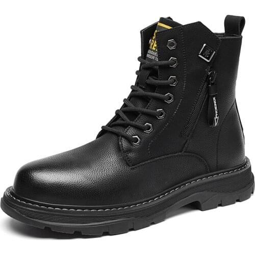 2021 Martin Boots Mens High-top Tooling Boots Car Stitching Solid Color Outdoor Boots Round Toe Lace Casual Mens Shoes 38-44