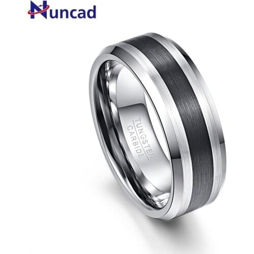 Men Rings 100% Tungsten Carbide Wedding Bands Anillos para hombres Pierscienie 8mm Width Black White Promise Band