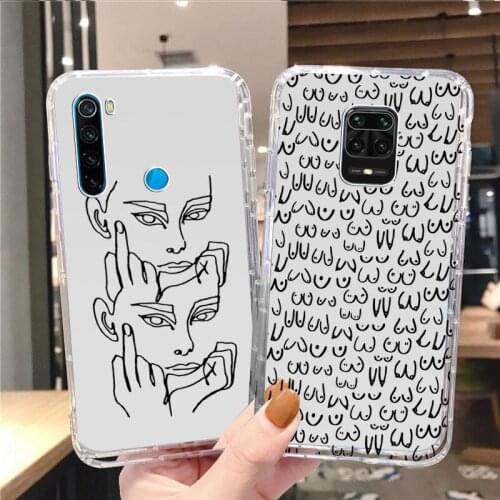 Funny Abstract Women Face Line Soft Phone Case for Redmi 8A 9A 6Pro 9T 10X Note10 Poco X3 M3 K40 Kiss More Often Clear Cover