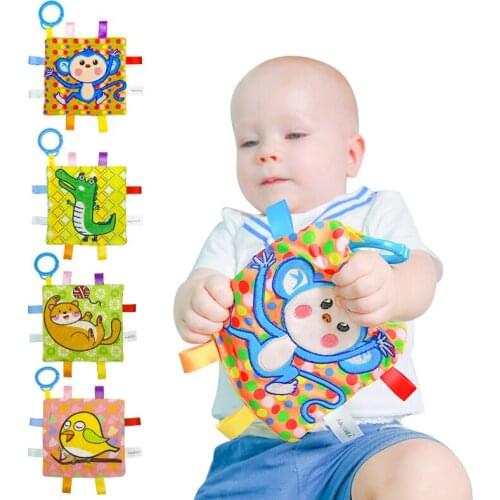 Soft Comforting Towel Colorful Label Towel Baby Towel Newborn Baby Bebe Comforting Toy