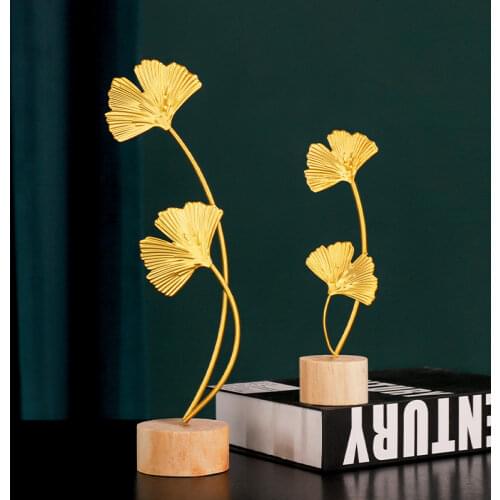 Nordic simple style log base iron ginkgo leaf ornaments living room TV cabinet porch decoration home decoration