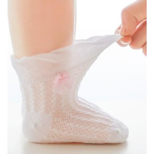 2021 new summer mesh thin cotton baby socks toddler kids girls socks breathable fashion cute casual lace bow children socks