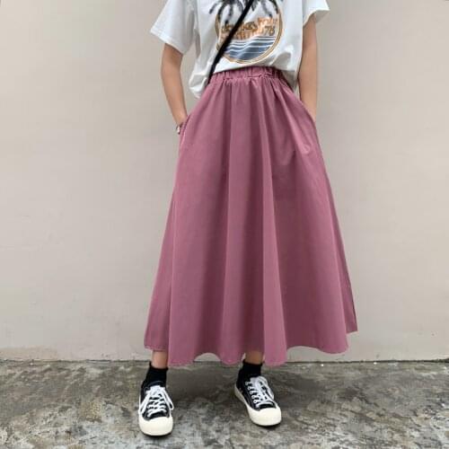 Hzirip 2021 New Autumn Women Skirt Elastic High Waist Solid Color Gentle Korean Thin All-Match Minimalist Hot Classic Fashion