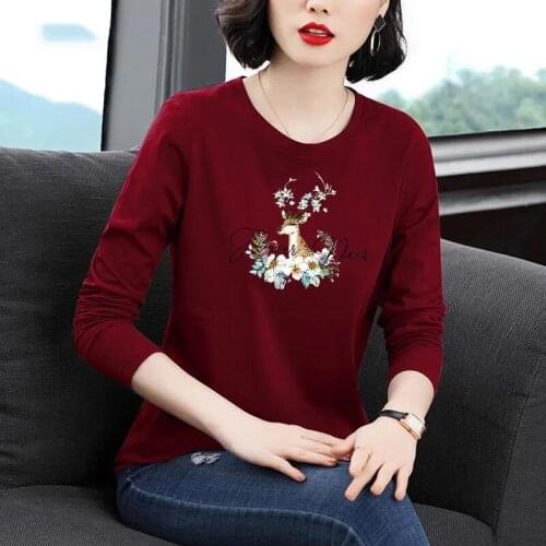 2021 New O Neck T Shirt Woman Autumn Long Sleeve Shirt Korean Style Oversized Woman T-shirt Plus Size Loose Women Shirts