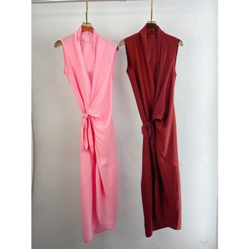 New 2021SS Summer Women Luxury High Waist Slim Vest Sleeveless Dress 2 Color Ddxg2v 4.10