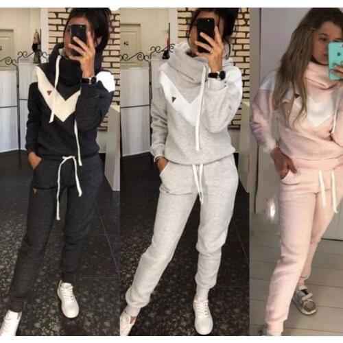 New Winter Plus Size Girls Sportswear Fleece Womens Sports Casual Sets Class Clothing in Stock Free Shipping Size S to 2XL
