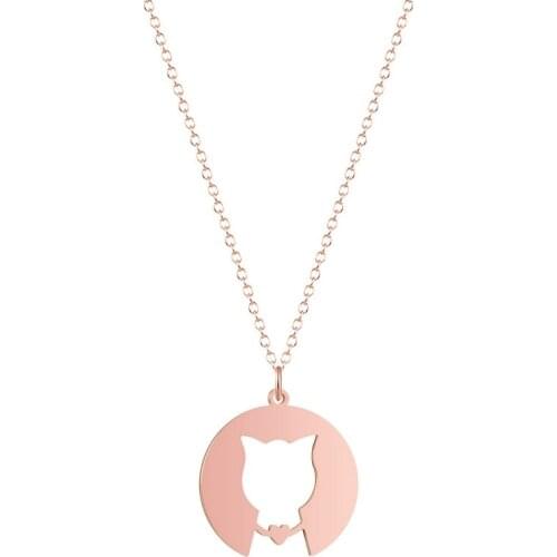 Stainless Steel Hollow out heart kitty Necklace personality cat Pendan Necklace For Women Necklace Men Fashion girl Jewelry Gift