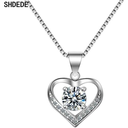 SHDEDE Heart Pendant Necklace Woman Classic Accessories Embellished With Crystals From Swarovski Party Jewelry Girl Gift -X248