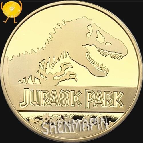 Dinosaur Commemorative Coin Jurassic Park Coins Collectibles 999 Gold Three-dimensional Lucky Animal Liberty Challenge Coin