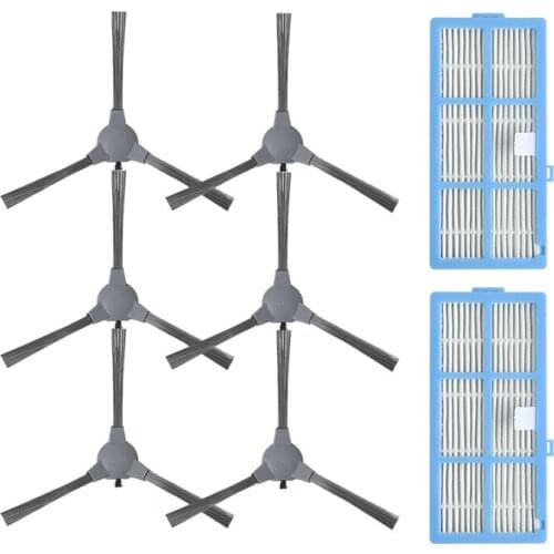 Suitable for Coredy 3500 R3500 R3500S Robot Vacuum Cleaner Replacement Kit, 6 Side Brush and 2 Filter