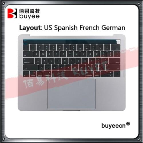 Genuine A1989 PalmRest Topcase For Macbook PRO Retina 13.3" A1989 US Spanish French German Keyboard+Trackpad Grey Silver