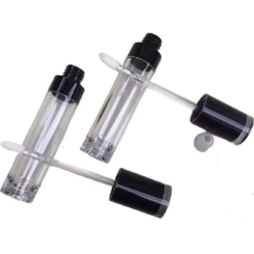 8ml DIY Empty Lip Gloss Wand Tube Round Clear Cosmetic Packaging Container Black Lid Beauty Tool Refillable Bottle 50pieces/Lot