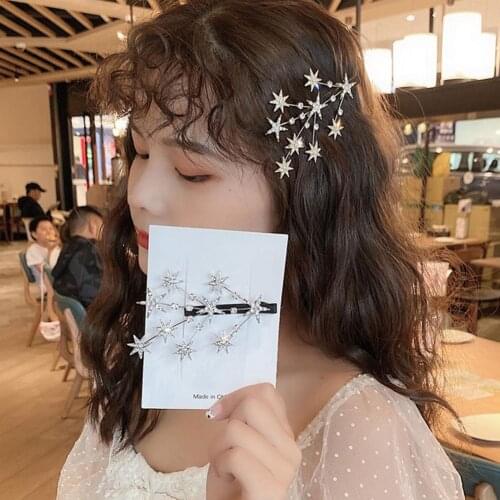 Stylish Women Hair Pin Shiny Rhinestones Fringe Fixation Star Hair Clip Styling Tool for Daily Life