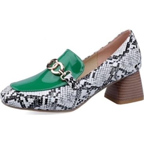 2021 Fashion Heels for Women Party Wedding Pumps Platform Thick Serpentine Round Toe Ladies Dress Shoes Big Size 32-45 102-4