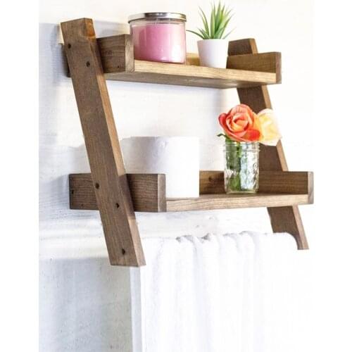 Solid Wood Bathroom Rack Kitchen Rack Bathroom Robe Hook Kitchen Towel Rack-Walnut