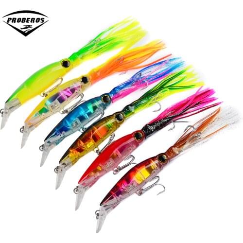 6pcs/lot Squid Lure Wobbler 14cm 44g Sleeve-Fish Fishing Lures Tackle For Trolling Bionic Artificial Worm Bait Minnow China