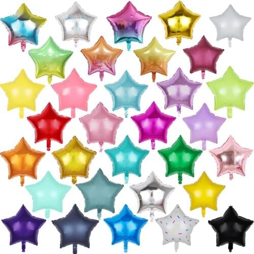 50/100/200pcs 18 inch color solid color star aluminum film balloon wedding decoration birthday party holiday baby shower