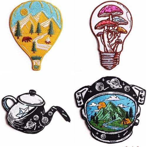 Wilderness Iron On Embroidered Patches For Clothes Mountain Camping Patches On Clothing Stripes DIY Adventure Clothing Stickers