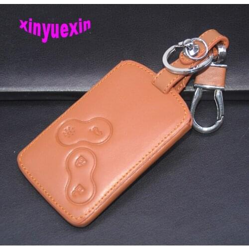 Xinyuexin Leather Car Key Cover Fob Case For Renault Clio Scenic Megane Duster Sandero Captur Twing Koleos Key With Keychain