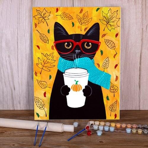 Animal Carton Cat DIY Paint By Numbers Package Oil Paints 40*50 Canvas Painting Loft Picture For Adults For Handiwork