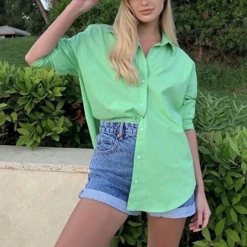 ZXQJ Vintage Women Oversize Soft Cotton Shirts 2021 Summer Fashion Ladies Loose Turn Down Collar Tops Long Sleeve Girls Chic