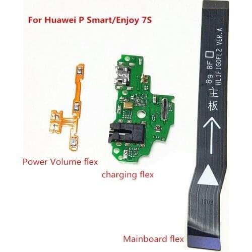 10X Power Volume Flex & USB Charging Dock Flex & Main Board Motherboard Connections Flex Cable for Huawei P Smart Enjoy 7S