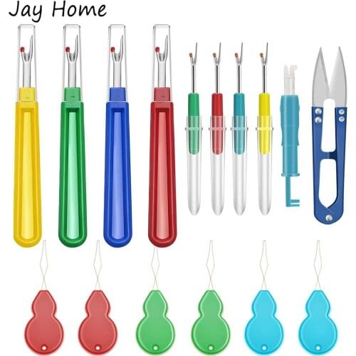 16Pcs Sewing Seam Rippers Gourd Shaped Plastic Needle Threaders Sewing Machine Automatic Threader for Stitching DIY Quilting