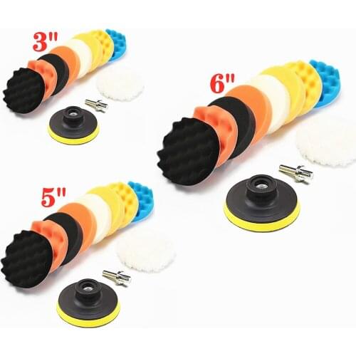 3/5/6 Inch 11 Pcs Car Polishing Kit Buffing Pad Auto Body Wheels Polishing Sponge Pads Car Cleaning Care Tools Auto Accessories