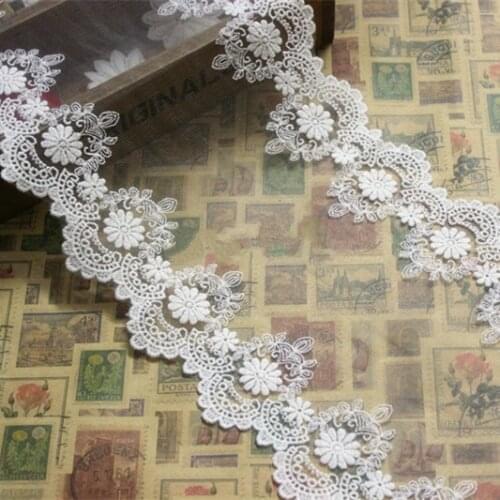 5 Yard/Lot White Exquisite mesh embroidery lace fabric DIY clothing dress sewing materials lace trim 18cm wide