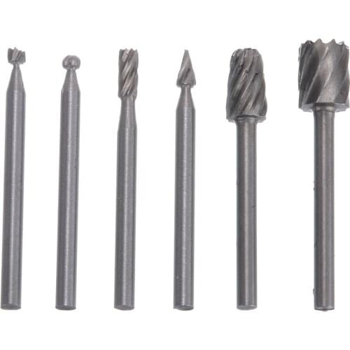 6pcs HSS Rotary Burrs Files Milling Cutter Router Bits Set Multifunctional Carving Milling Cutter Woodworking Tool