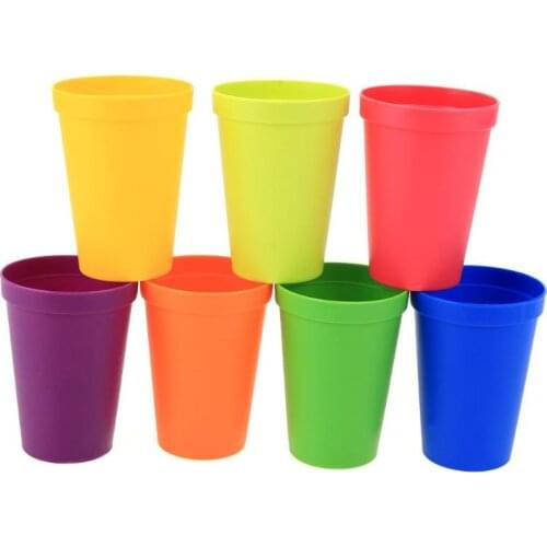 7PCS Colorful Rainbow Set Cup Picnic Travel Portable Color Plastic Cups Barbecue Camping Festival Birthday Cups Tea Cup Set